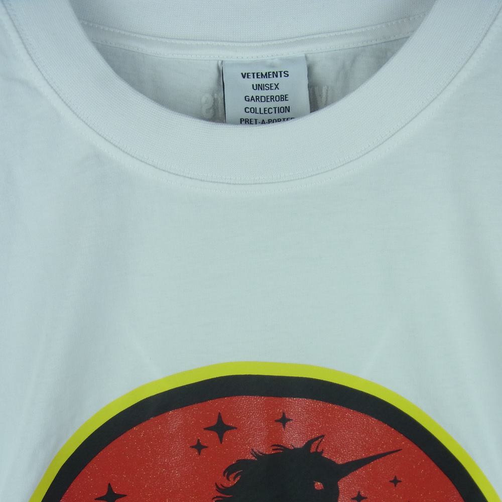 VETEMENTS ヴェトモン 21AW UA52TR320W Wild Unicorn Tee ワイルド ユニコーン プリント 半袖 Tシャツ ホワイト系 M【新古品】【未使用】【中古】
