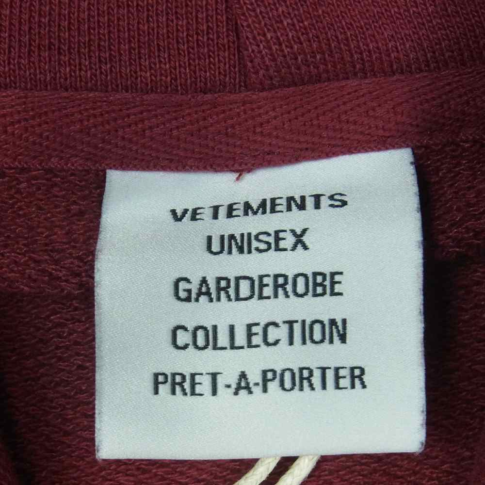 VETEMENTS ヴェトモン 21SS UE51TR650R アナーキー ゴシックロゴ プリント パーカー ワインレッド系 M【新古品】【未使用】【中古】