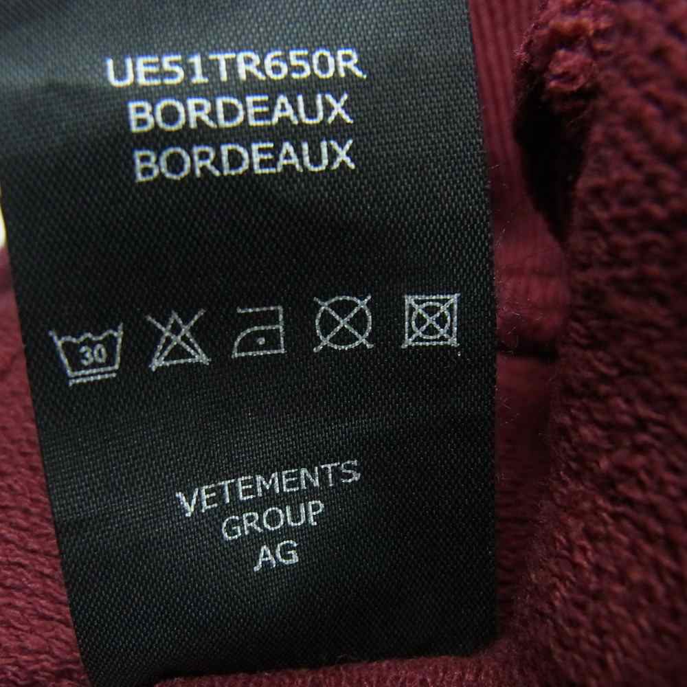 VETEMENTS ヴェトモン 21SS UE51TR650R アナーキー ゴシックロゴ プリント パーカー ワインレッド系 M【新古品】【未使用】【中古】