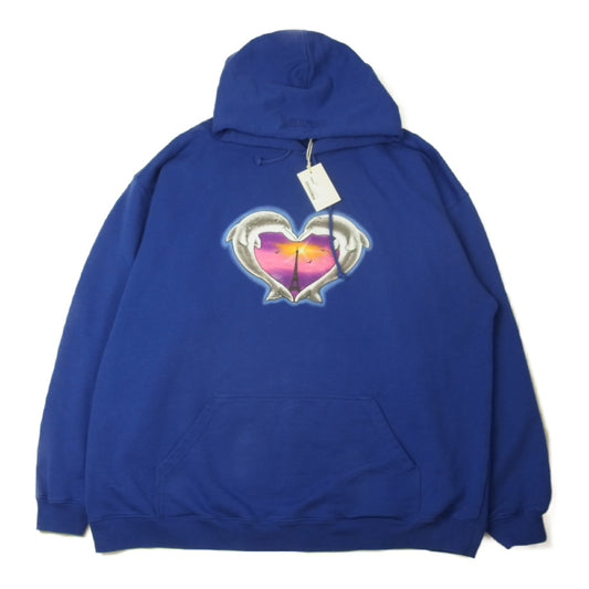 VETEMENTS ヴェトモン Dolphins Heart Logo Hoodie ドルフィン ハート ロゴ パーカー ブルー系 L【新古品】【未使用】【中古】