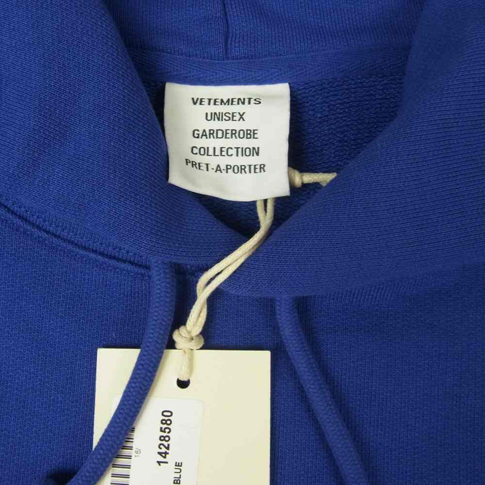 VETEMENTS ヴェトモン Dolphins Heart Logo Hoodie ドルフィン ハート ロゴ パーカー ブルー系 L【新古品】【未使用】【中古】