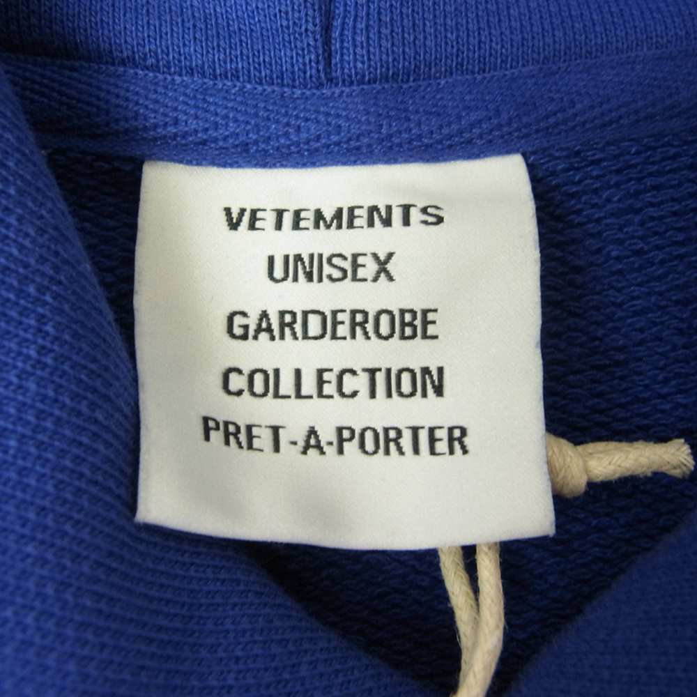 VETEMENTS ヴェトモン Dolphins Heart Logo Hoodie ドルフィン ハート ロゴ パーカー ブルー系 L【新古品】【未使用】【中古】