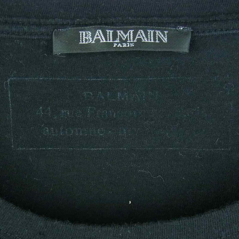 BALMAIN バルマン W5HJ601I512 BALMAIN ARMY プリント 半袖 Tシャツ コットン フランス製 ブラック系 S【中古】