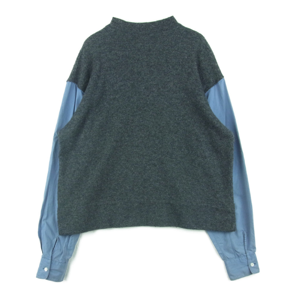 COMME des GARCONS コムデギャルソン D-TK9210 仏製 袖 シャツ 切替 ニット セーター グレー系 ブルー系 M【中古】