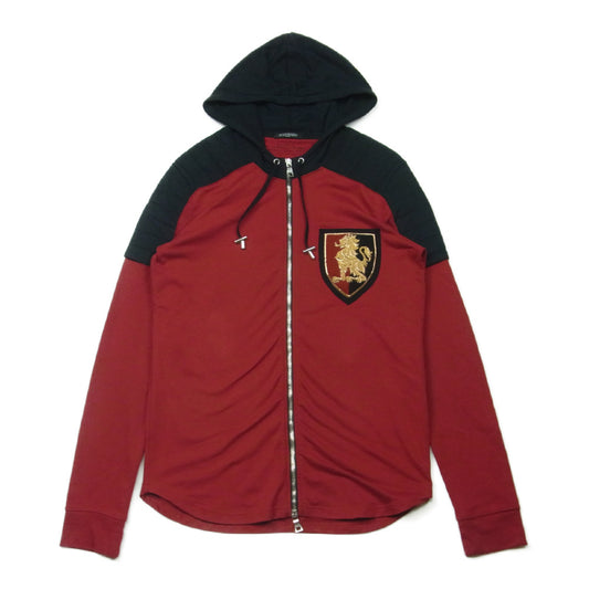 BALMAIN バルマン W5HJ623C492B 国内正規品 胸エンブレムワッペン ジップ パーカー レッド系 ブラック系 XS【中古】