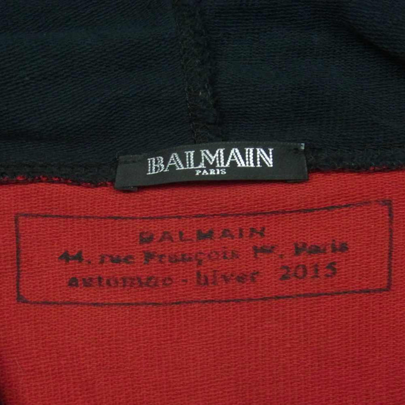 BALMAIN バルマン W5HJ623C492B 国内正規品 胸エンブレムワッペン ジップ パーカー レッド系 ブラック系 XS【中古】