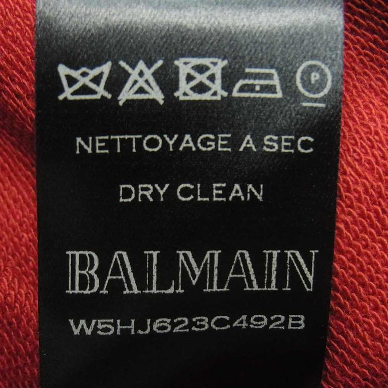 BALMAIN バルマン W5HJ623C492B 国内正規品 胸エンブレムワッペン ジップ パーカー レッド系 ブラック系 XS【中古】