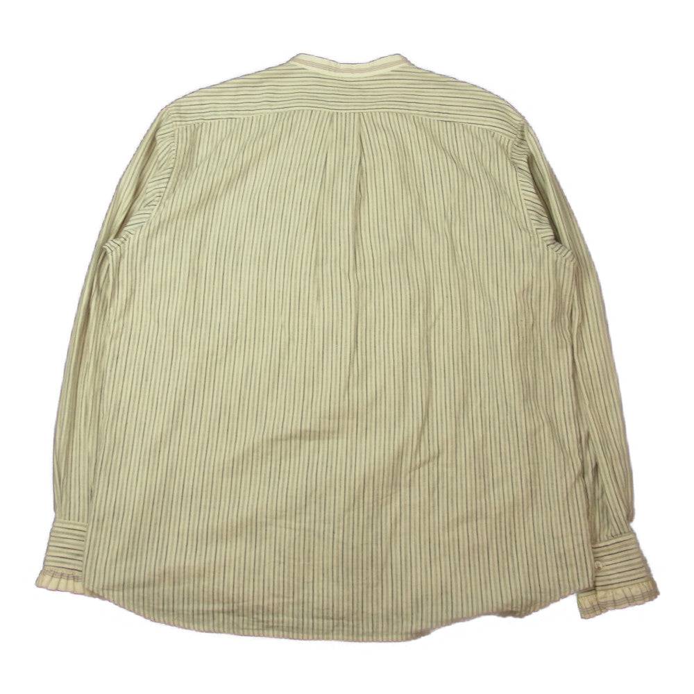 KAPITAL キャピタル 20AW 綿ストライプ フリル プラハ シャツ ノーカラー シャツ 生成り系 4【中古】