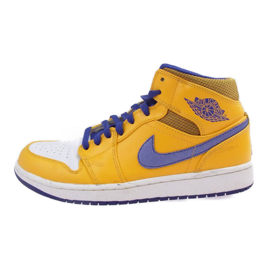 NIKE ナイキ 554724-708 AIR JORDAN 1 MID LAKERS UNIVERSTY GOLD エアジョーダン 1 レイカーズ イエロー系 27㎝【中古】