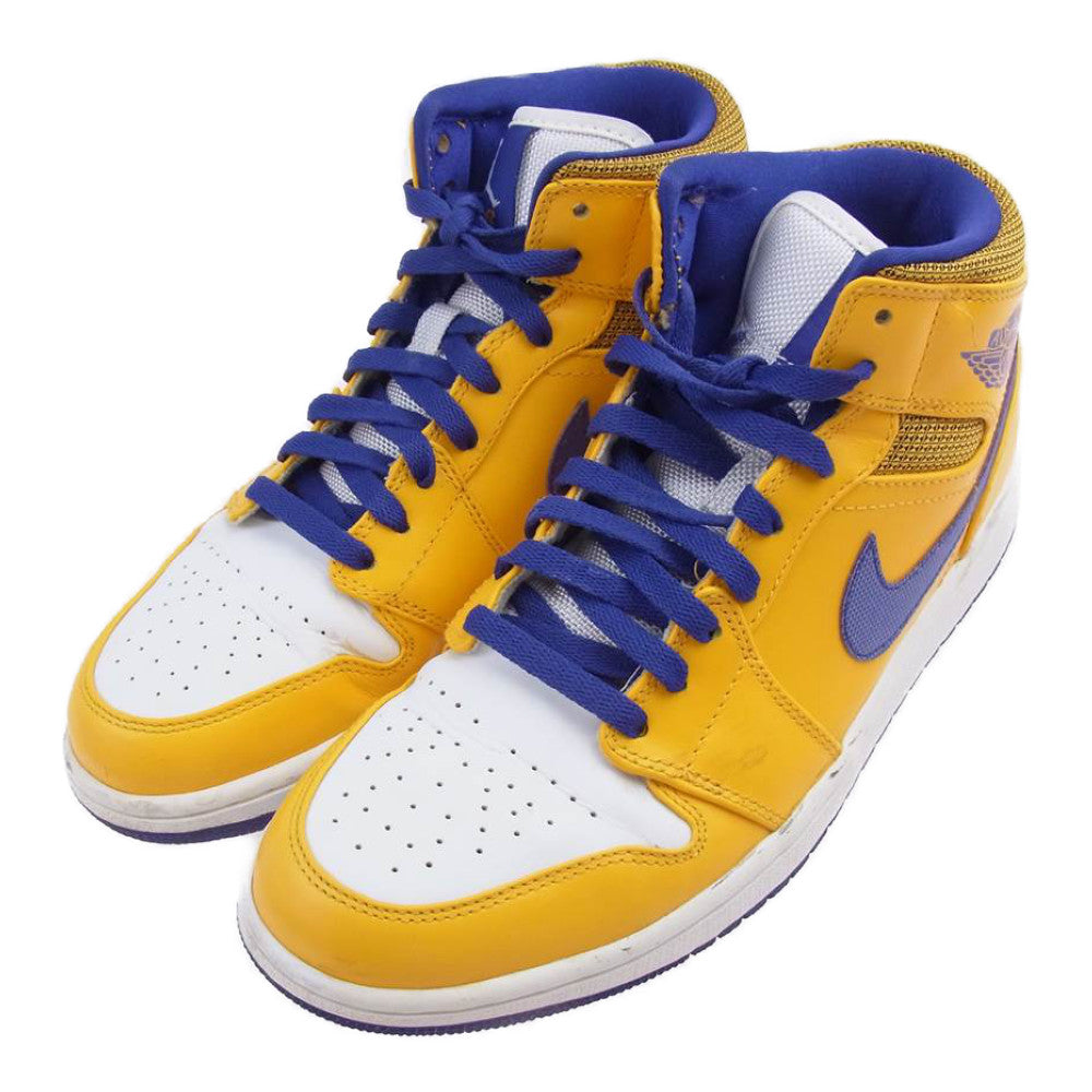 NIKE ナイキ 554724-708 AIR JORDAN 1 MID LAKERS UNIVERSTY GOLD エアジョーダン 1 レイカーズ イエロー系 27㎝【中古】