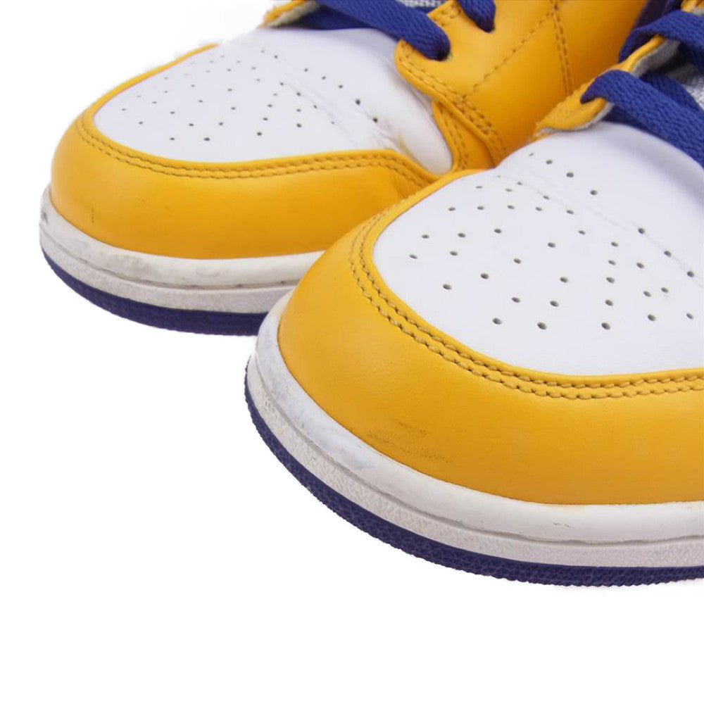 NIKE ナイキ 554724-708 AIR JORDAN 1 MID LAKERS UNIVERSTY GOLD エアジョーダン 1 レイカーズ イエロー系 27㎝【中古】