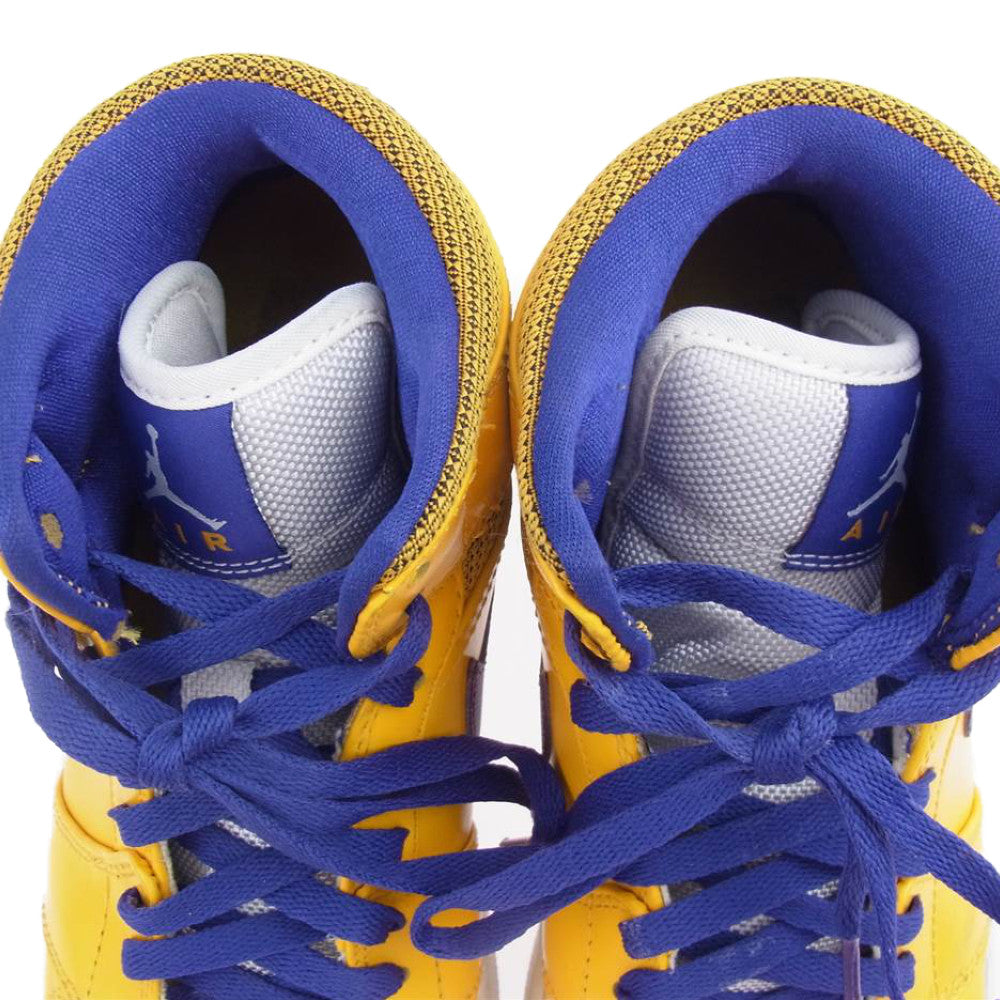 NIKE ナイキ 554724-708 AIR JORDAN 1 MID LAKERS UNIVERSTY GOLD エアジョーダン 1 レイカーズ イエロー系 27㎝【中古】
