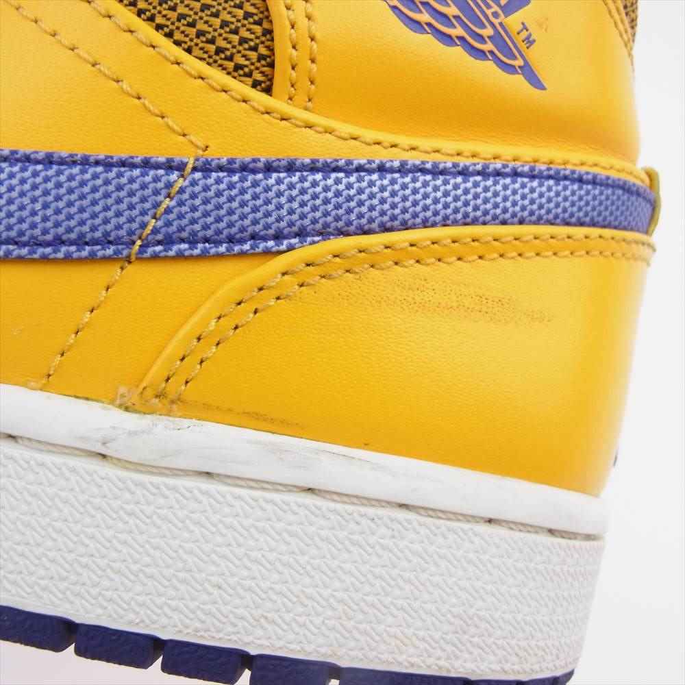 NIKE ナイキ 554724-708 AIR JORDAN 1 MID LAKERS UNIVERSTY GOLD エアジョーダン 1 レイカーズ イエロー系 27㎝【中古】