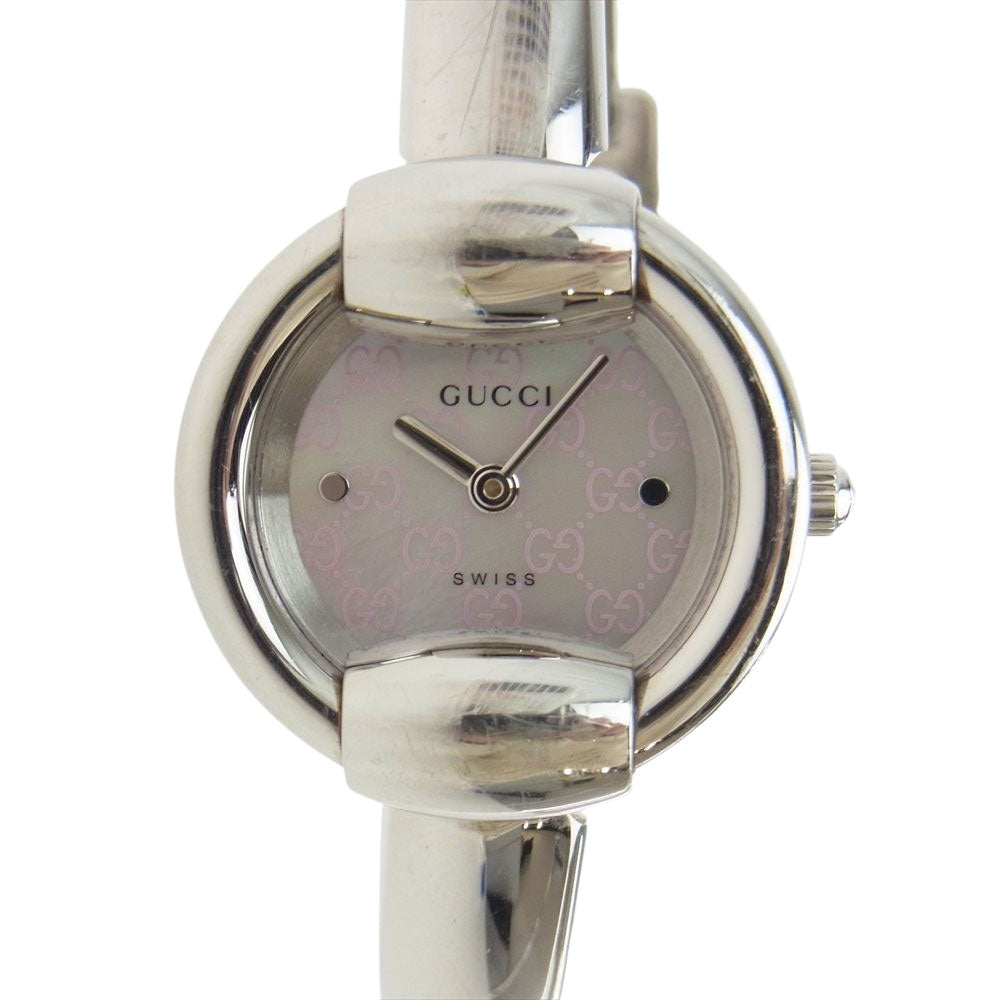 GUCCI グッチ 1400L GG柄 ステンレススチール バングル ウォッチ シルバー系【中古】