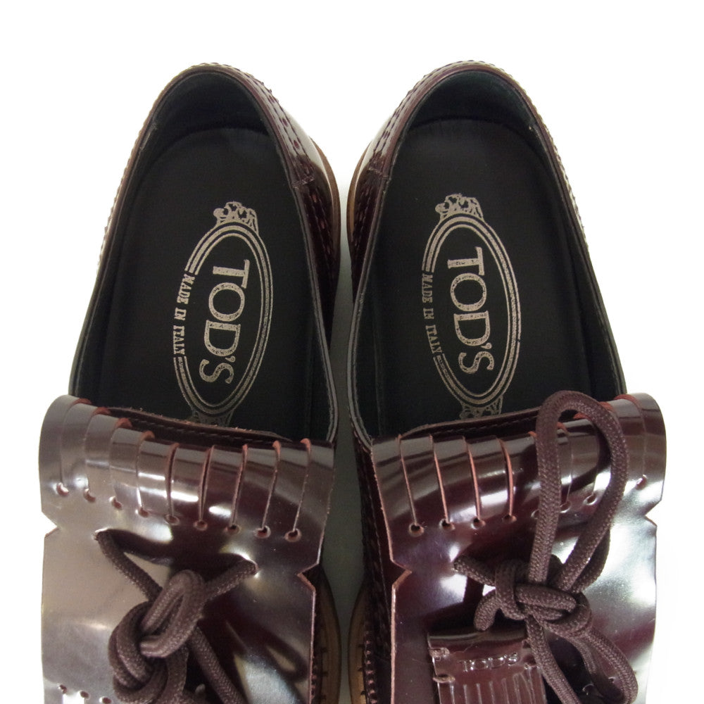 TOD’S トッズ TASSEL FRINGE LEATHER MOCCASIN タッセル レザー モカシン ブラウン系 サイズ表記無【美品】【中古】