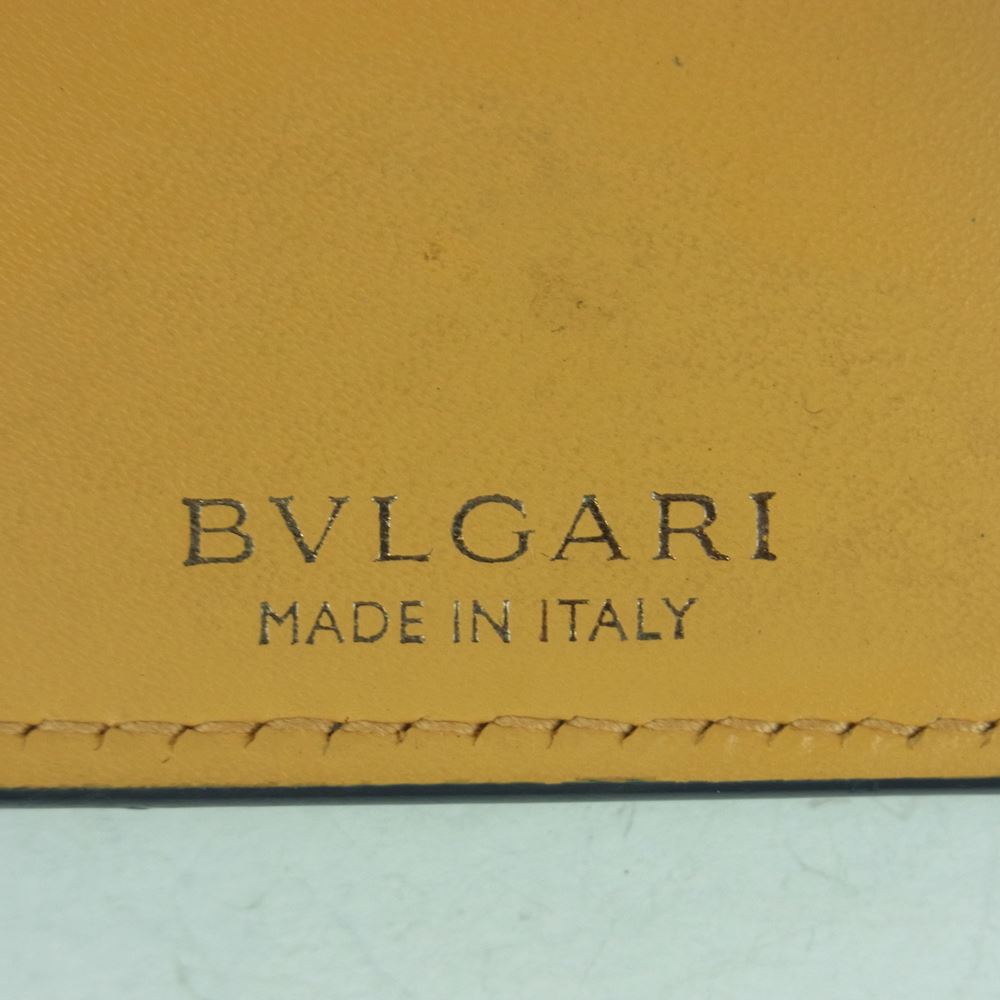 BVLGARI ブルガリ A18 283456 ブルガリバックル 型押し ファスナー付き 長財布 イタリア製 ダークネイビー系【中古】