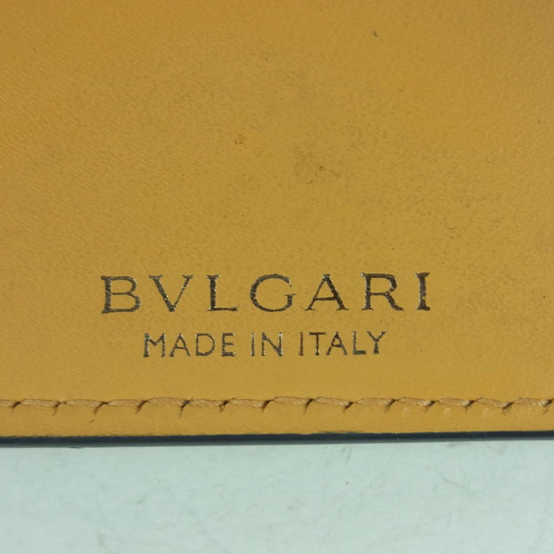 BVLGARI ブルガリ A18 283456 ブルガリバックル 型押し ファスナー付き 長財布 イタリア製 ダークネイビー系【中古】