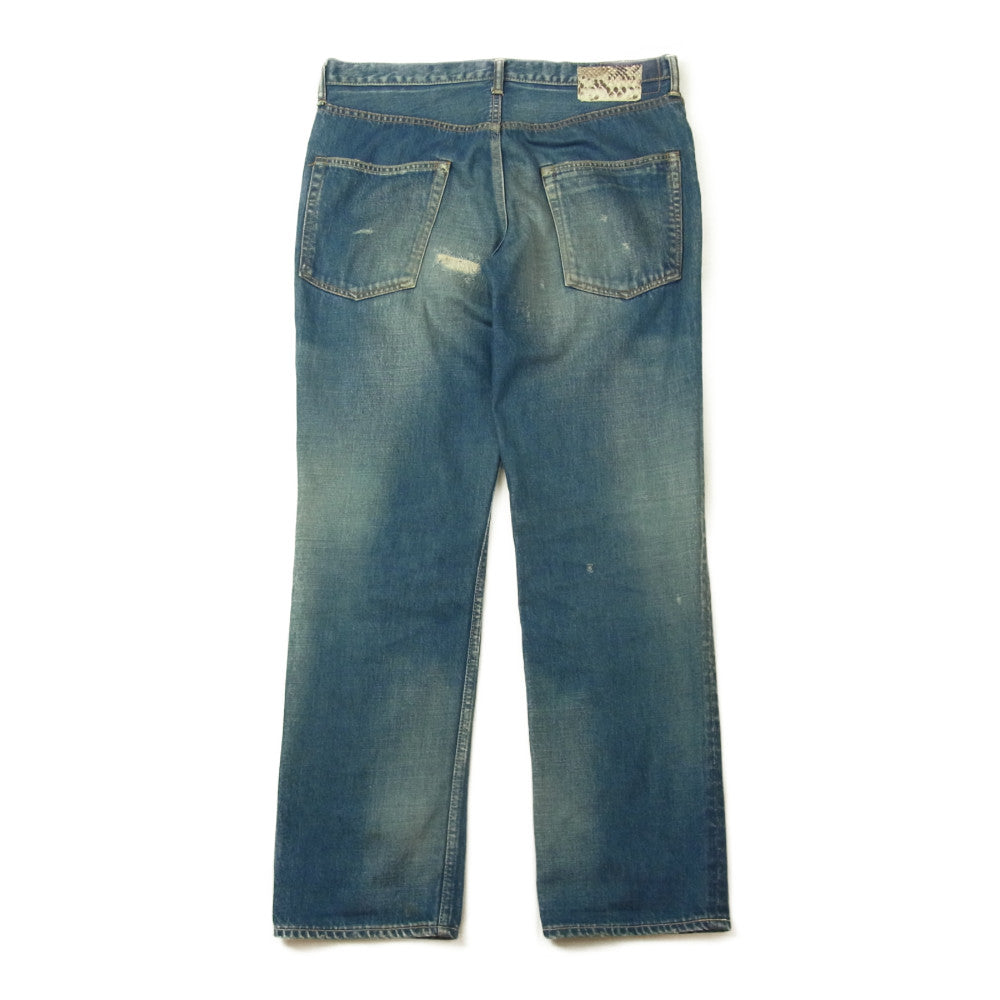 VISVIM ビズビム FLUXUS DENIM 03 DAMAGE 05 ダメージ加工 パイソンパッチ デニム パンツ インディゴブルー系 34【中古】