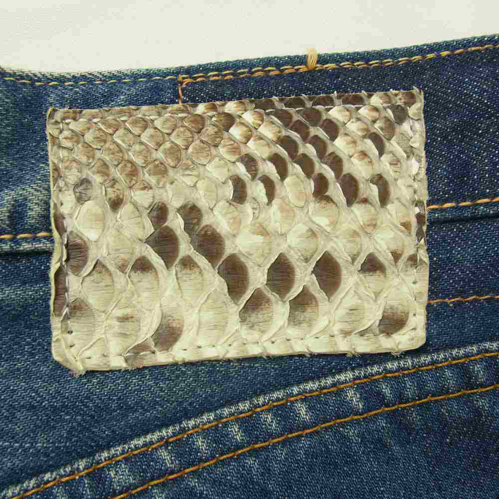 VISVIM ビズビム FLUXUS DENIM 03 DAMAGE 05 ダメージ加工 パイソンパッチ デニム パンツ インディゴブルー系 34【中古】