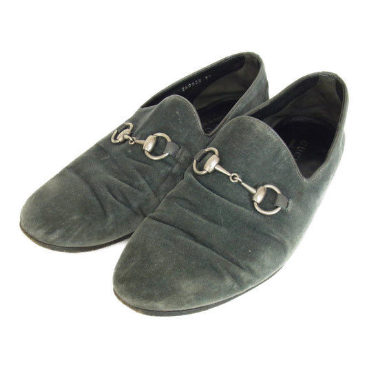 GUCCI グッチ 260528 ベロア ビッド ローファー スリッポン グレー系 5.5【中古】