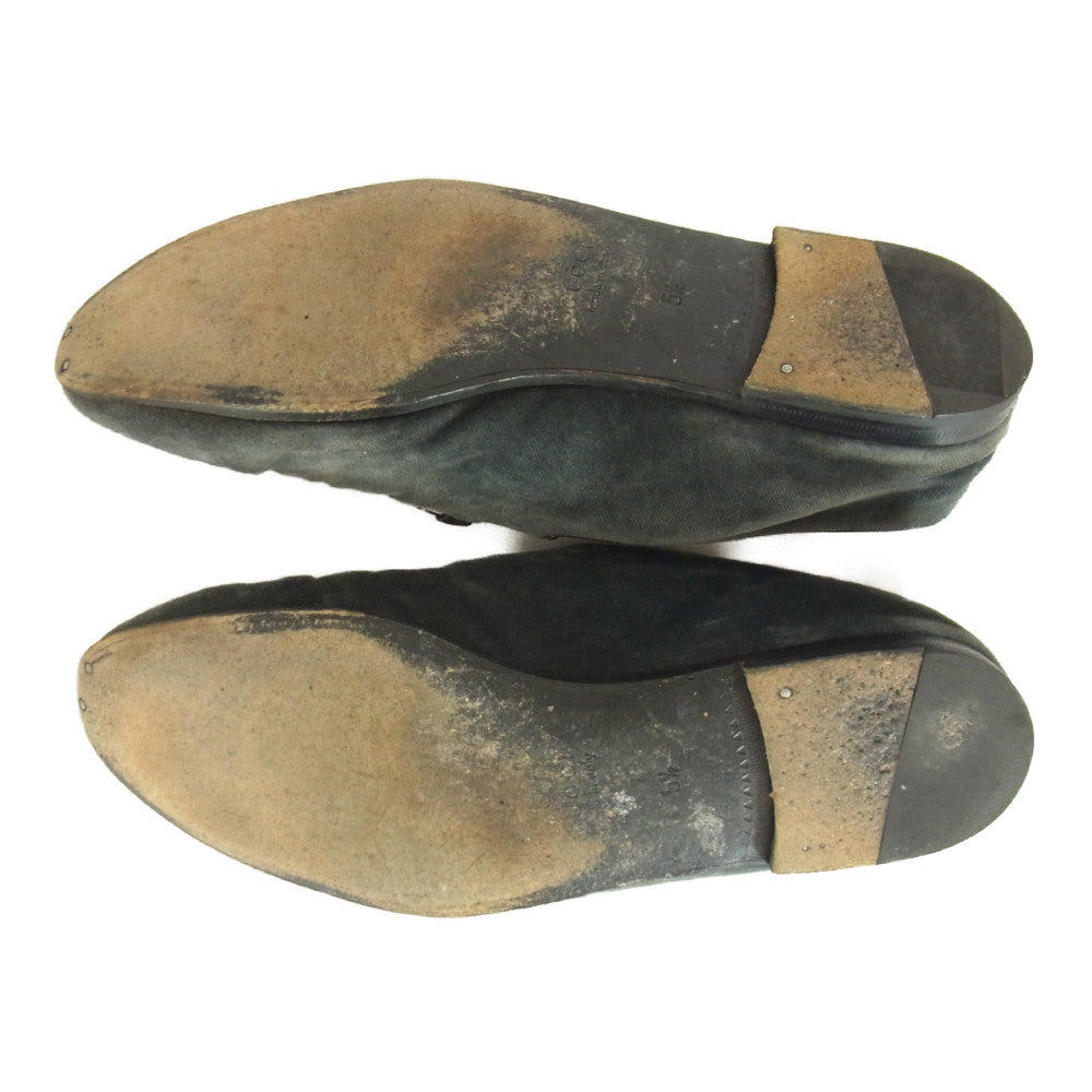 GUCCI グッチ 260528 ベロア ビッド ローファー スリッポン グレー系 5.5【中古】