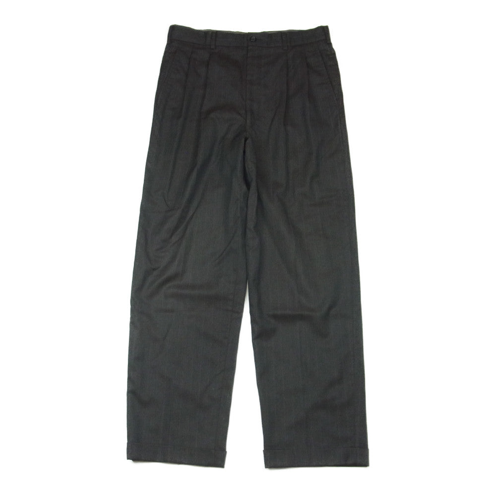 COMME des GARCONS コムデギャルソン DP-05011L HOMME DEUX オムドゥ 90s ヴィンテージ SD1990 ウール ストライプ 2タック スラックス パンツ ブラウン系 L【中古】