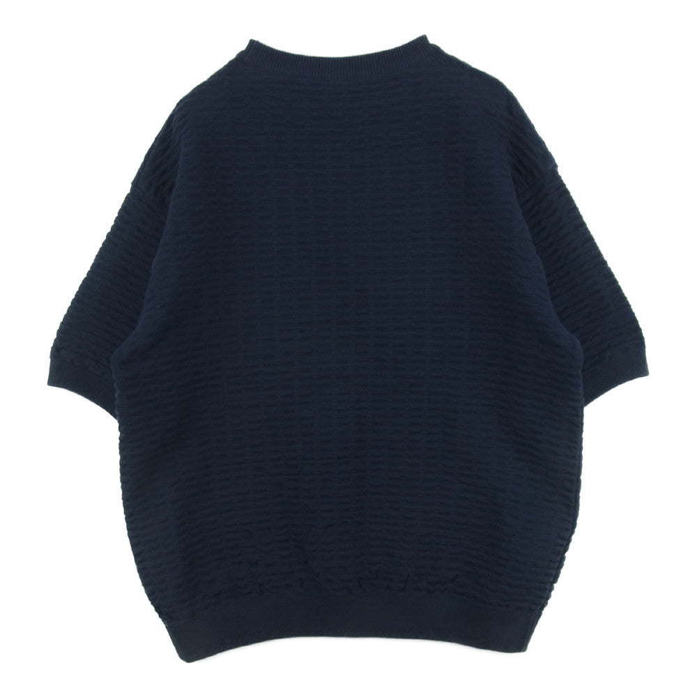 crepuscule クレプスキュール 1701-008 S/S KNIT コットン ニット プルオーバー 半袖 Tシャツ ネイビー系 1【中古】
