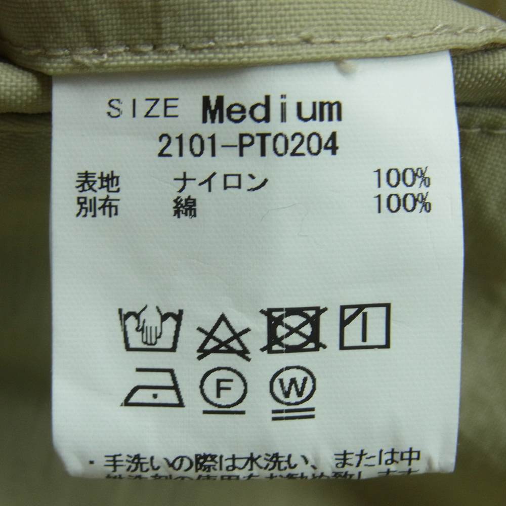 クオン 2101-PT0204 SALT SHRUNK NYLON TRACK PANTS BORO 襤褸 ボロ サイドライン 塩縮ナイロン トラック パンツ ベージュ系 M【中古】