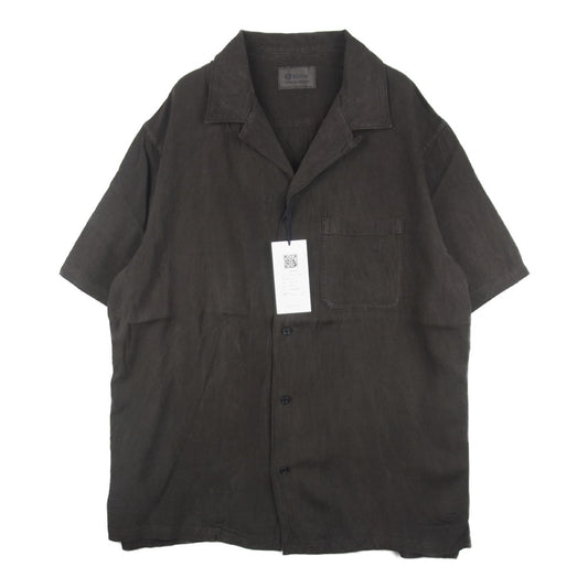 クオン 190SH023700 S/S Open Collar Shirt -DOROZOME- 泥染め レーヨン オープンカラー 半袖 シャツ ブラウン系 M【新古品】【未使用】【中古】