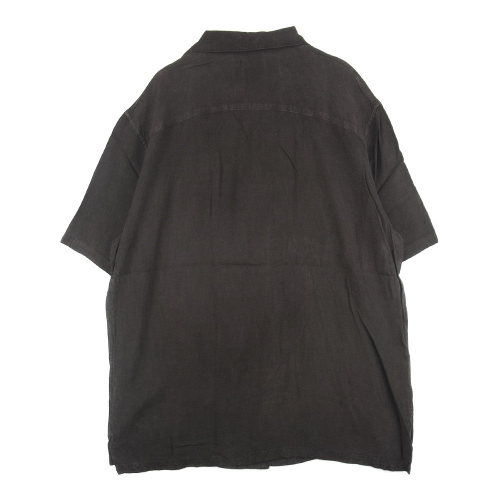 クオン 190SH023700 S/S Open Collar Shirt -DOROZOME- 泥染め レーヨン オープンカラー 半袖 シャツ ブラウン系 M【新古品】【未使用】【中古】
