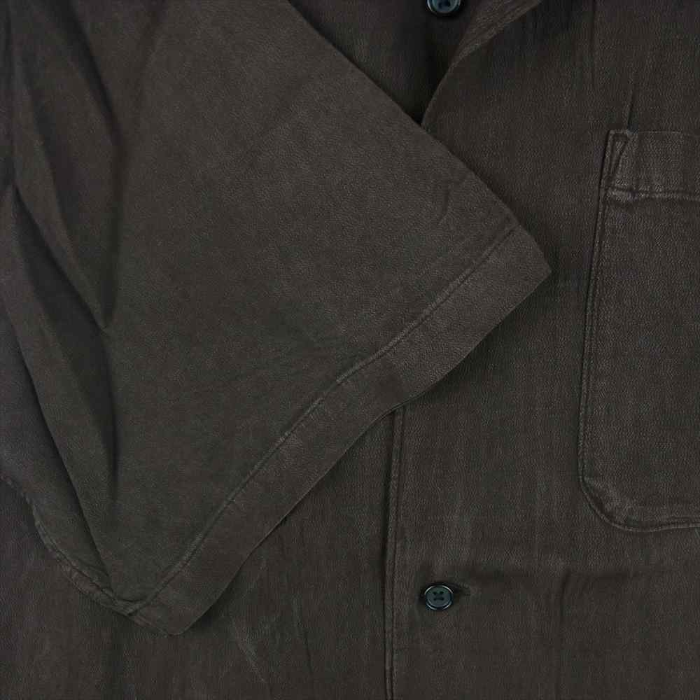 クオン 190SH023700 S/S Open Collar Shirt -DOROZOME- 泥染め レーヨン オープンカラー 半袖 シャツ ブラウン系 M【新古品】【未使用】【中古】