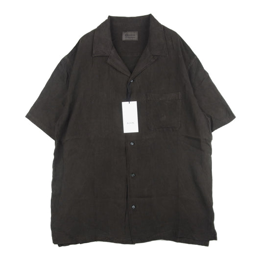 クオン 190SH023700 S/S Open Collar Shirt -DOROZOME- 泥染め レーヨン オープンカラー 半袖 シャツ ブラウン系 L【新古品】【未使用】【中古】
