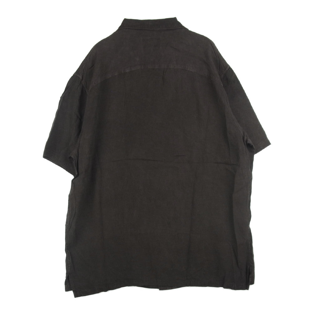 クオン 190SH023700 S/S Open Collar Shirt -DOROZOME- 泥染め レーヨン オープンカラー 半袖 シャツ ブラウン系 L【新古品】【未使用】【中古】