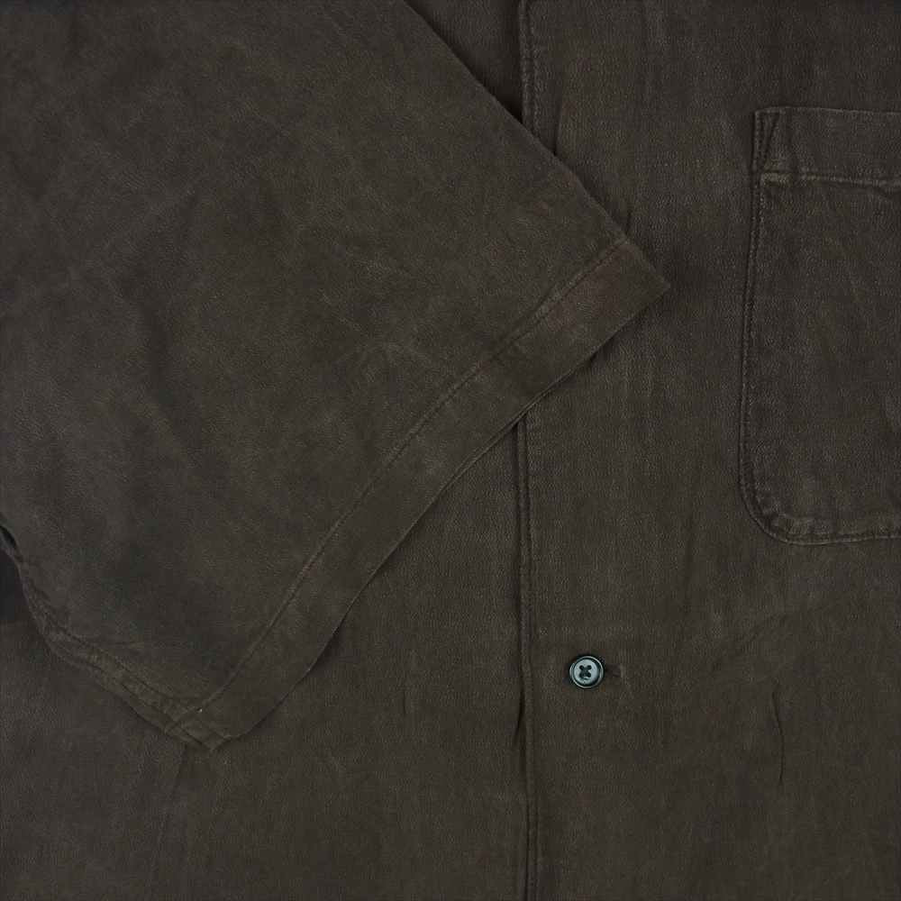 クオン 190SH023700 S/S Open Collar Shirt -DOROZOME- 泥染め レーヨン オープンカラー 半袖 シャツ ブラウン系 L【新古品】【未使用】【中古】