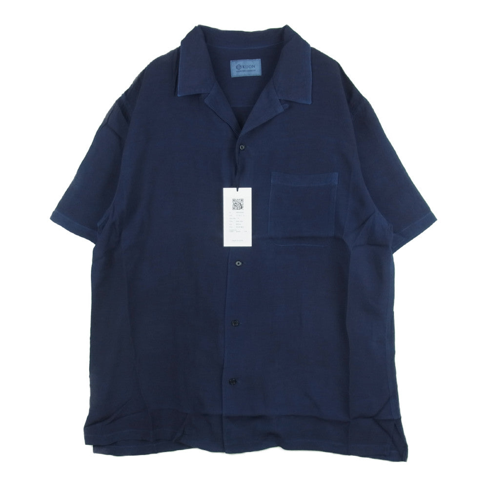 クオン 190SH023400 S/S Open Collar Shirt -AIZOME- 藍染め レーヨン オープンカラー 半袖 シャツ ブルー系 M【新古品】【未使用】【中古】