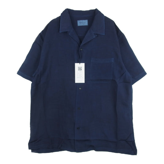 クオン 190SH023400 S/S Open Collar Shirt -AIZOME- 藍染め レーヨン オープンカラー 半袖 シャツ ブルー系 M【新古品】【未使用】【中古】