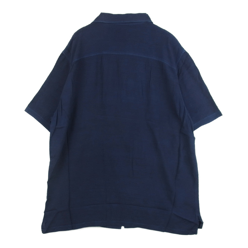 クオン 190SH023400 S/S Open Collar Shirt -AIZOME- 藍染め レーヨン オープンカラー 半袖 シャツ ブルー系 M【新古品】【未使用】【中古】