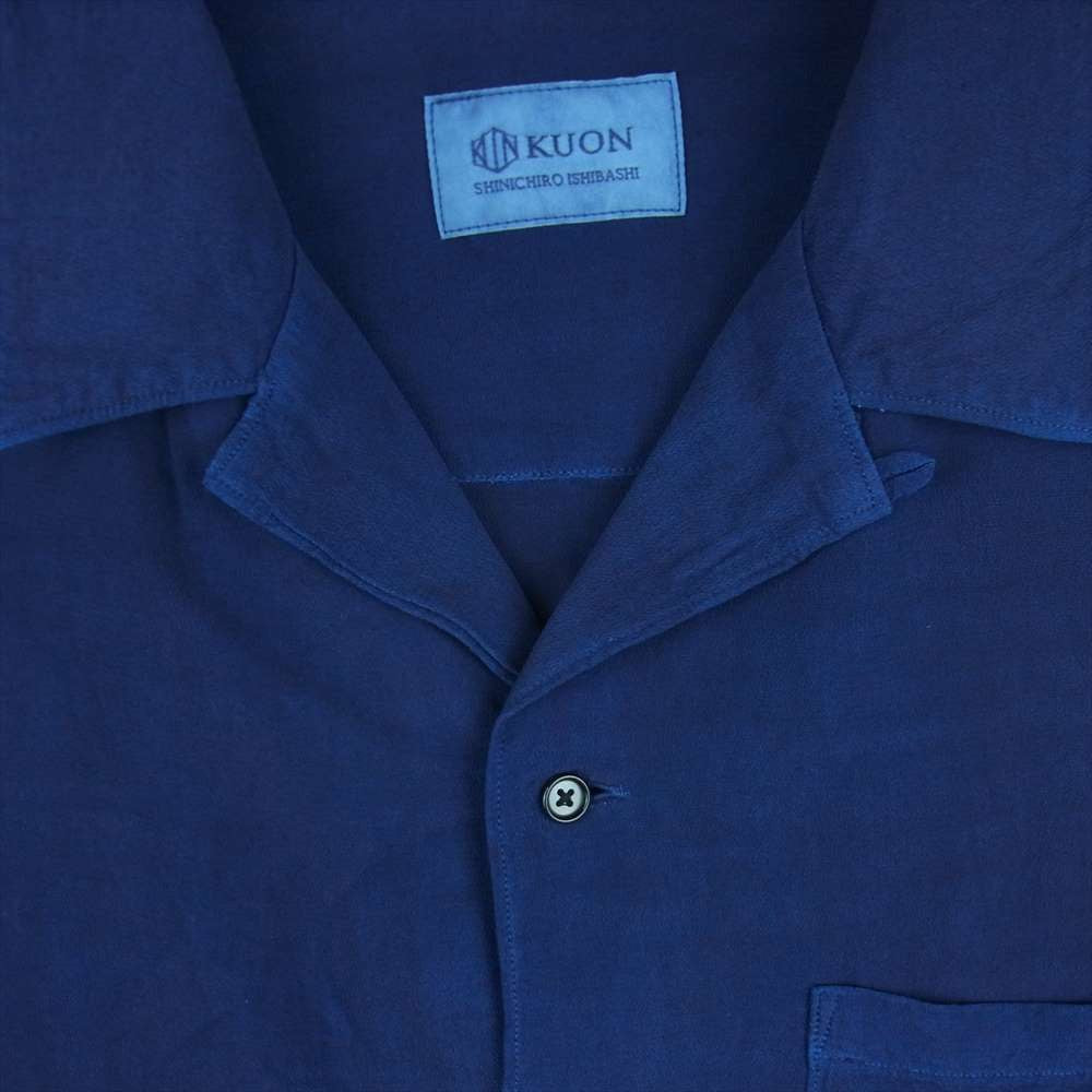 クオン 190SH023400 S/S Open Collar Shirt -AIZOME- 藍染め レーヨン オープンカラー 半袖 シャツ ブルー系 M【新古品】【未使用】【中古】