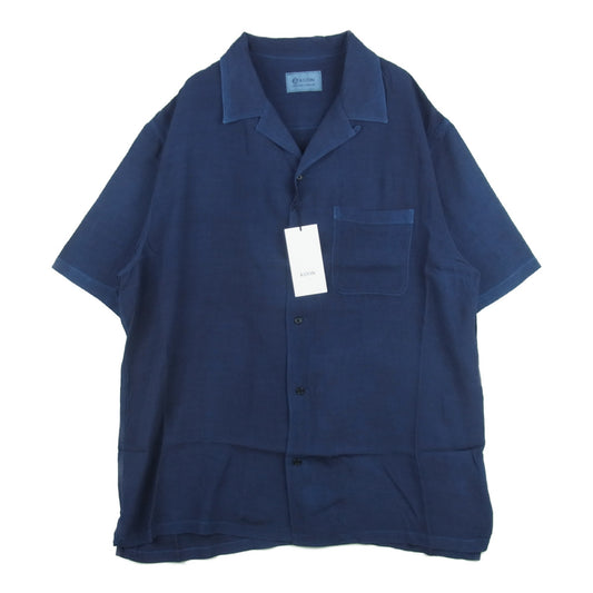 クオン 190SH023400 S/S Open Collar Shirt -AIZOME- 藍染め レーヨン オープンカラー 半袖 シャツ ブルー系 L【新古品】【未使用】【中古】