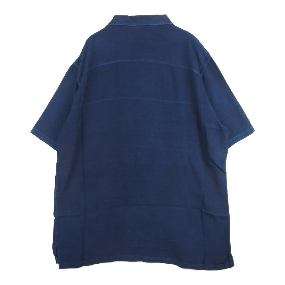 クオン 190SH023400 S/S Open Collar Shirt -AIZOME- 藍染め レーヨン オープンカラー 半袖 シャツ ブルー系 L【新古品】【未使用】【中古】