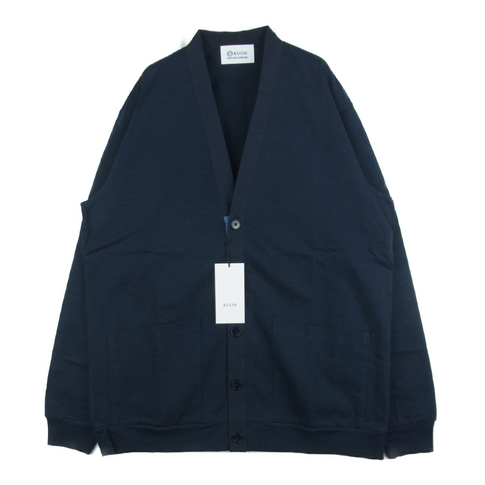 クオン 112CS021901 BORO Patched Cardigan ボロ エルボーパッチ カーディガン ネイビー系 M【新古品】【未使用】【中古】