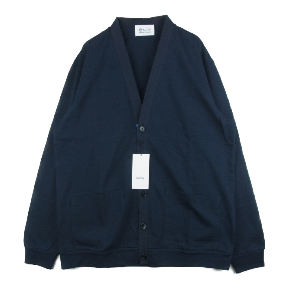 クオン 112CS021901 BORO Patched Cardigan ボロ エルボーパッチ カーディガン ネイビー系 L【新古品】【未使用】【中古】