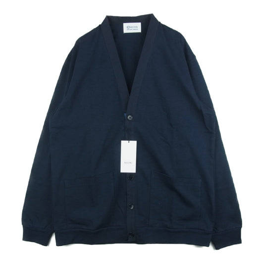 クオン 112CS021901 BORO Patched Cardigan ボロ エルボーパッチ カーディガン ネイビー系 L【新古品】【未使用】【中古】