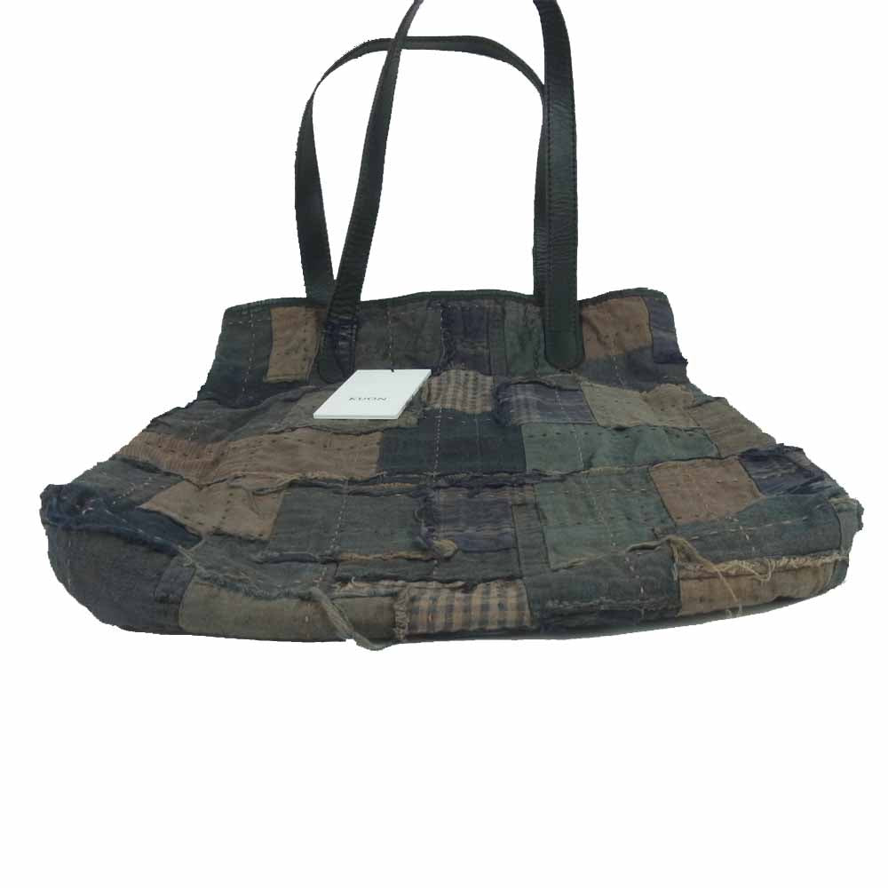 クオン 2002-BA0102 TOTE BAG 襤褸 パッチワーク トートバッグ ブラウン系 Free【新古品】【未使用】【中古】