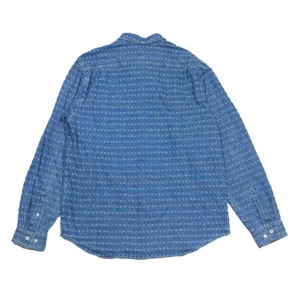Supreme シュプリーム 21SS Jacquard Logos Denim Shirt ジャカード ロゴ デニム シャツ インディゴブルー系 M【美品】【中古】