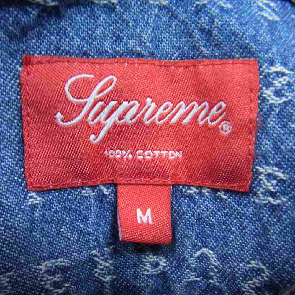 Supreme シュプリーム 21SS Jacquard Logos Denim Shirt ジャカード ロゴ デニム シャツ インディゴブルー系 M【美品】【中古】