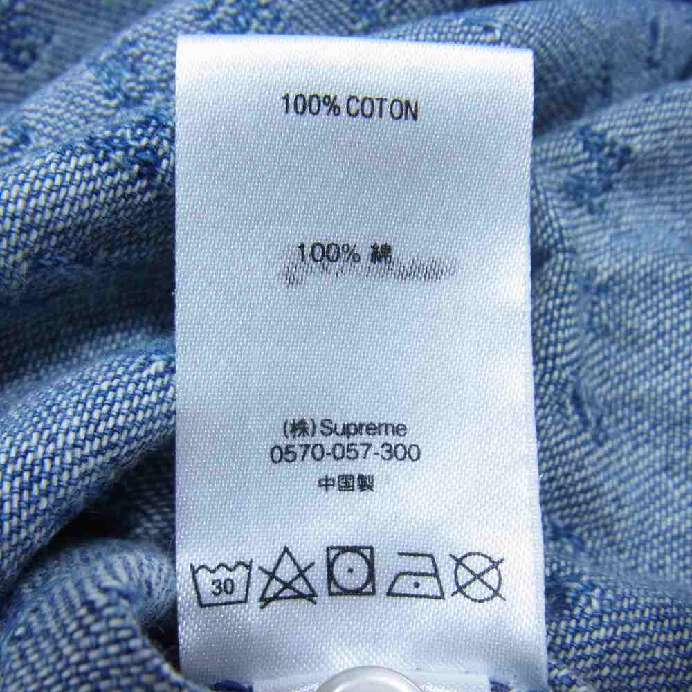 Supreme シュプリーム 21SS Jacquard Logos Denim Shirt ジャカード ロゴ デニム シャツ インディゴブルー系 M【美品】【中古】