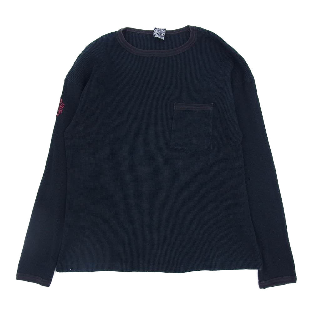 CHROME HEARTS クロムハーツ（原本無） ポケット付き ダガー ロゴ刺繍 サーマル カットソー 長袖  ブラック系 L【中古】