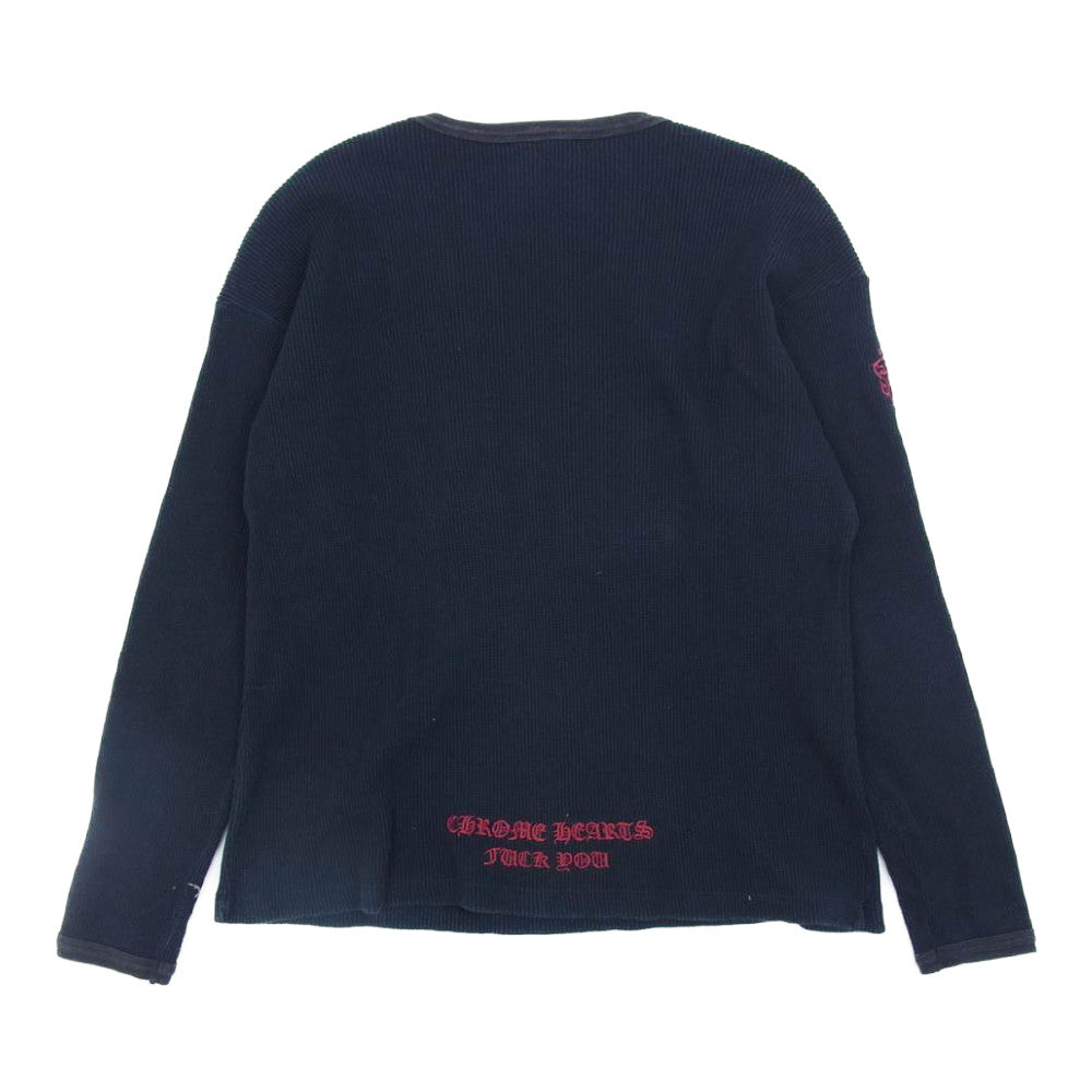 CHROME HEARTS クロムハーツ（原本無） ポケット付き ダガー ロゴ刺繍 サーマル カットソー 長袖  ブラック系 L【中古】