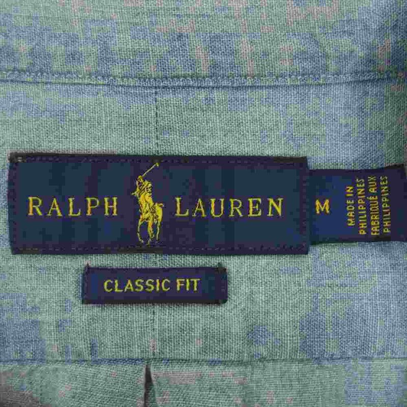 RALPH LAUREN ラルフローレン ロゴ刺繍 シャンブレー デニム シャツ ライトブルー系 M【中古】